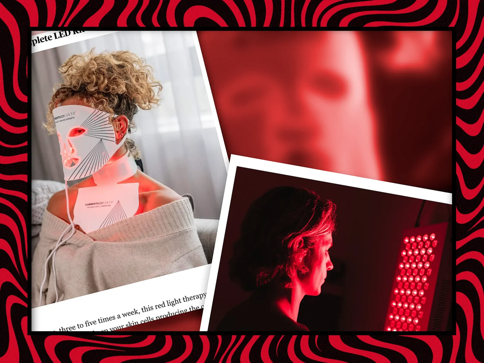 Bilden visar två bilder på olika typer av rödljusbehandling.