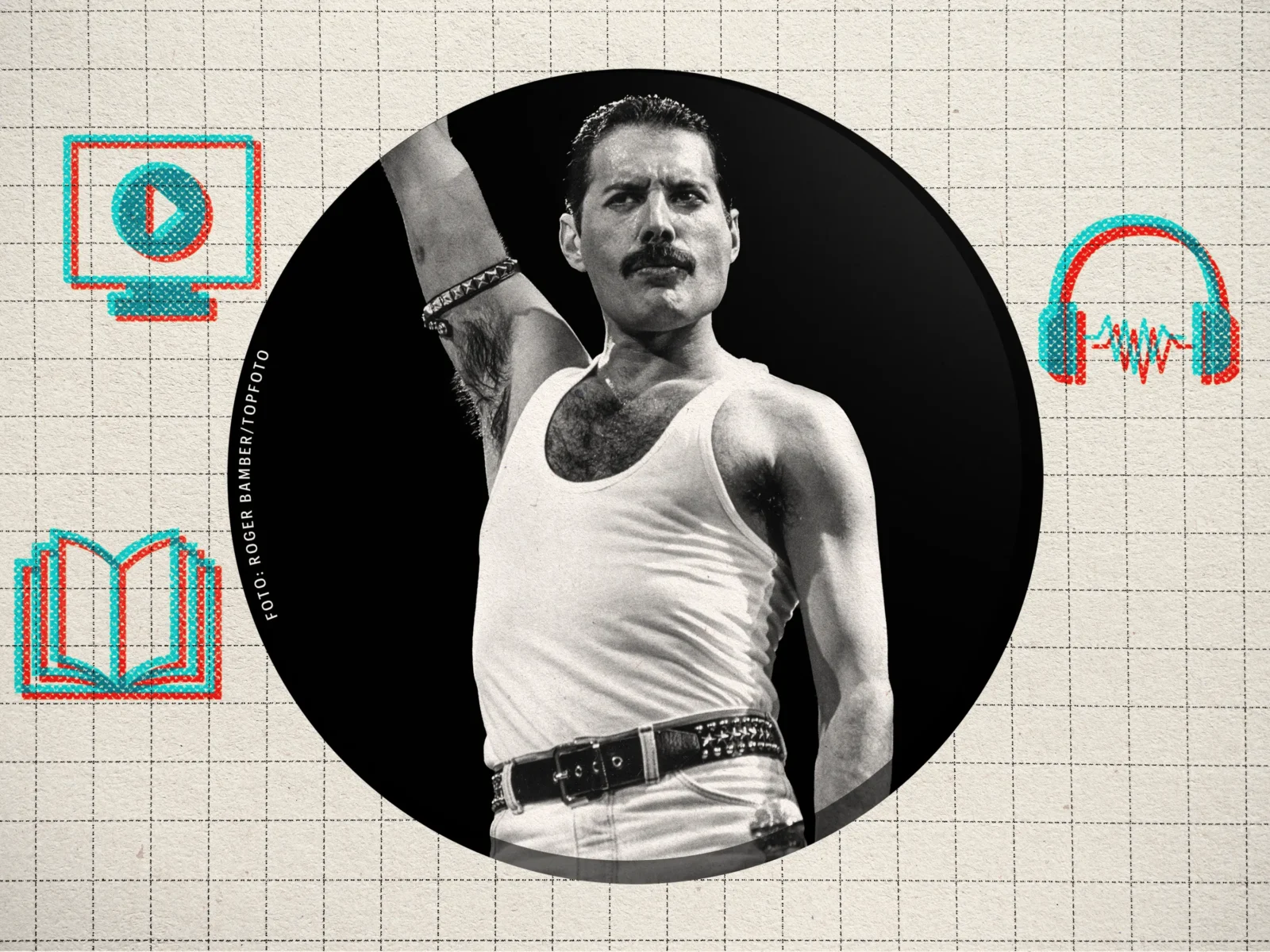 Vinjettbild för dokumentärtips. I bild Freddie Mercury under Live Aid.